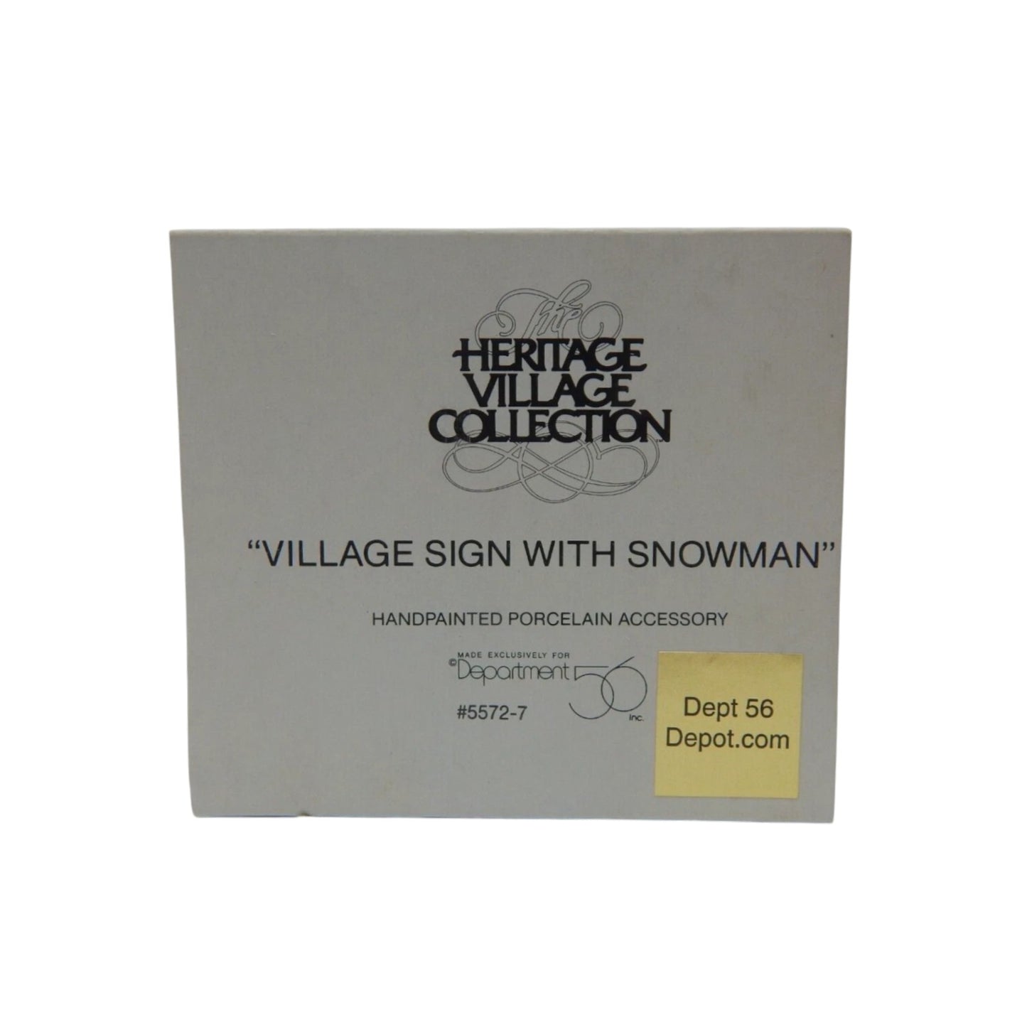 1989 Village Sign with Snowman (Heritage Village Series – Department 56, Item #1341354)