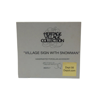 1989 Village Sign with Snowman (Heritage Village Series – Department 56, Item #1341354)