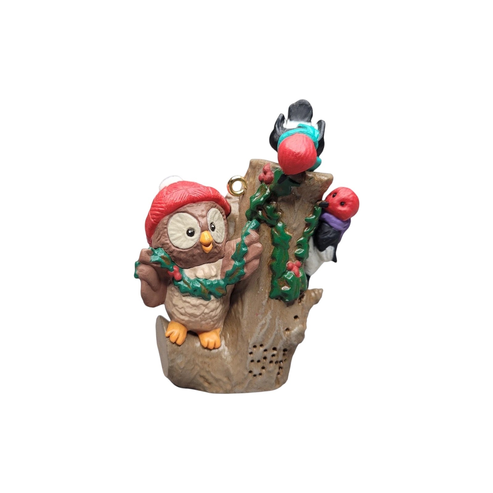 1994 Owliver/Woodpeckers Trimming Tree Stump Hallmark Ornament (Owliver) QX5226 Image3