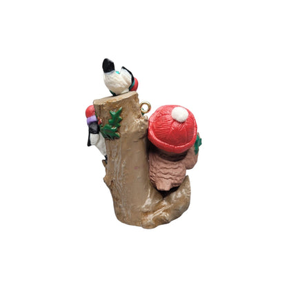 1994 Owliver/Woodpeckers Trimming Tree Stump Hallmark Ornament (Owliver) QX5226 Image4