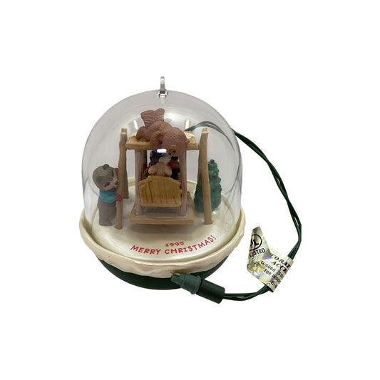 1995 Forest Animal Swinging on a Wooden Swing Hallmark Ornament (Forest Frolics) QLX7299 Image1