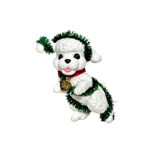 1994 White Poodle Hallmark Ornament (Puppy Love) QX5253 Image1
