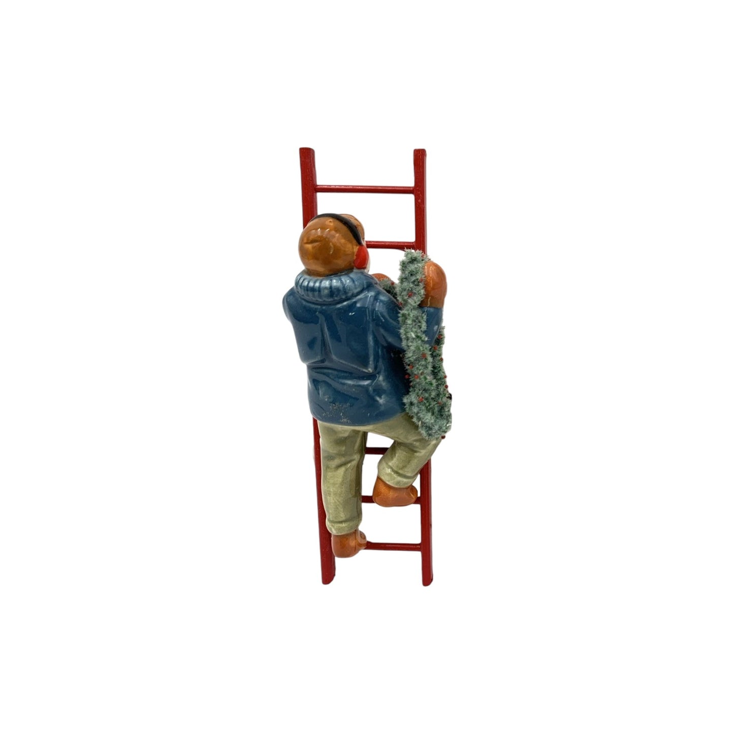 1988 Man on Ladder Hanging Garland (Original Snow Village)