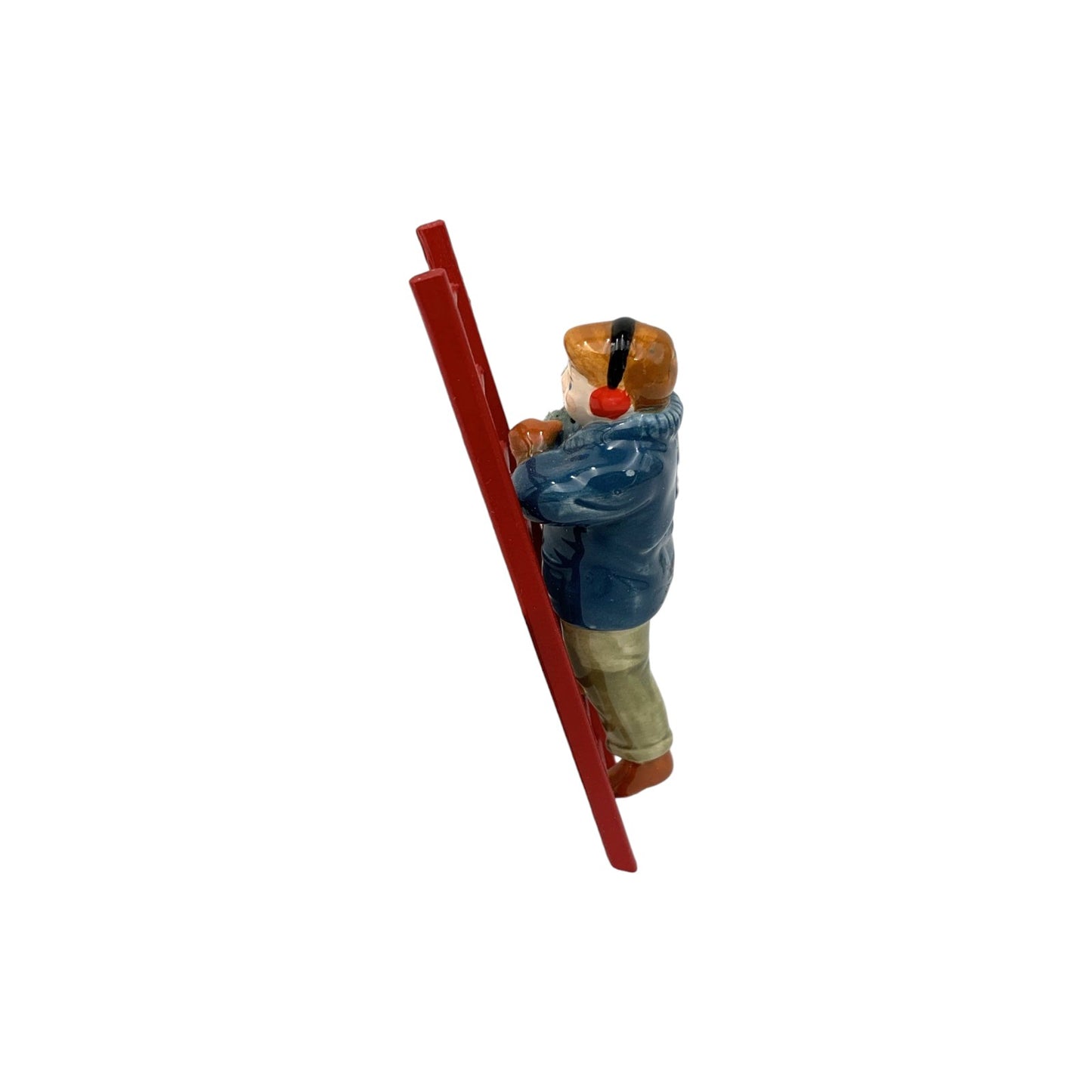 1988 Man on Ladder Hanging Garland (Original Snow Village)