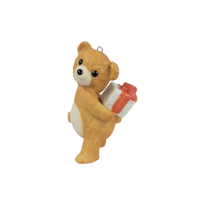 1986 Cinnamon Bear with Gift (Porcelain Bear)