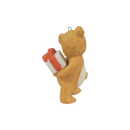 1986 Cinnamon Bear with Gift (Porcelain Bear)