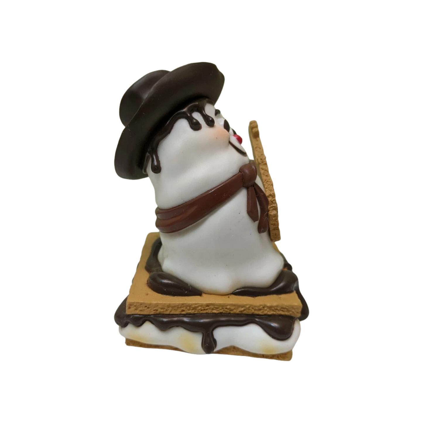 S'mores figurine with a cowboy hat on a white background