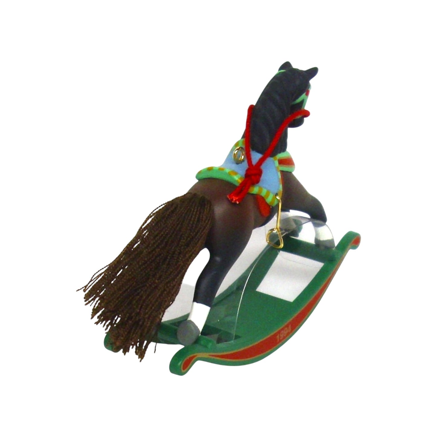 1994 Dark Brown - White Stockings Hallmark Ornament (Rocking Horse) QX5016 Image3