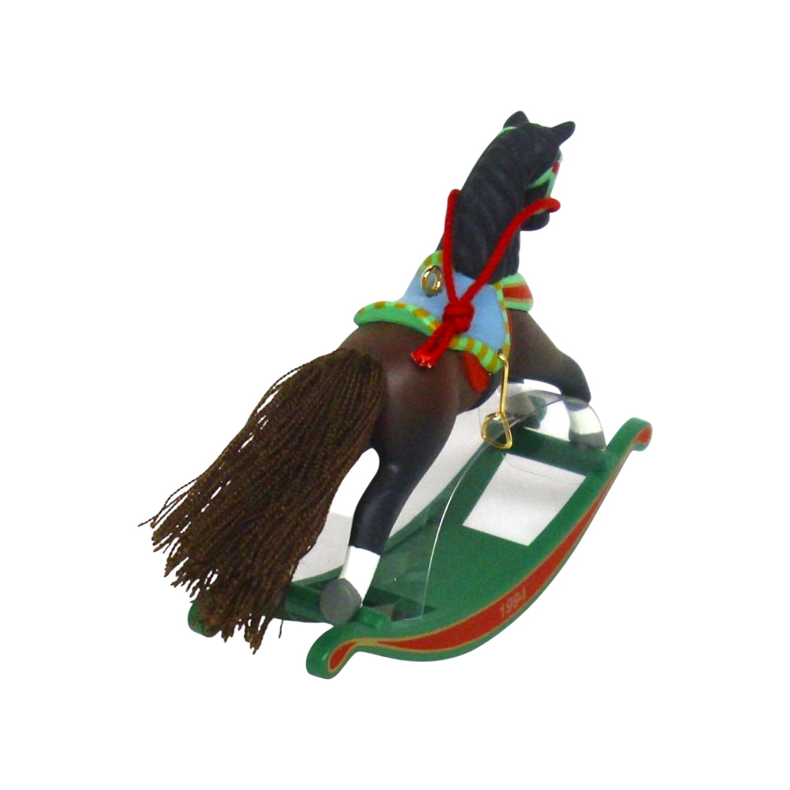 1994 Dark Brown - White Stockings Hallmark Ornament (Rocking Horse) QX5016 Image3