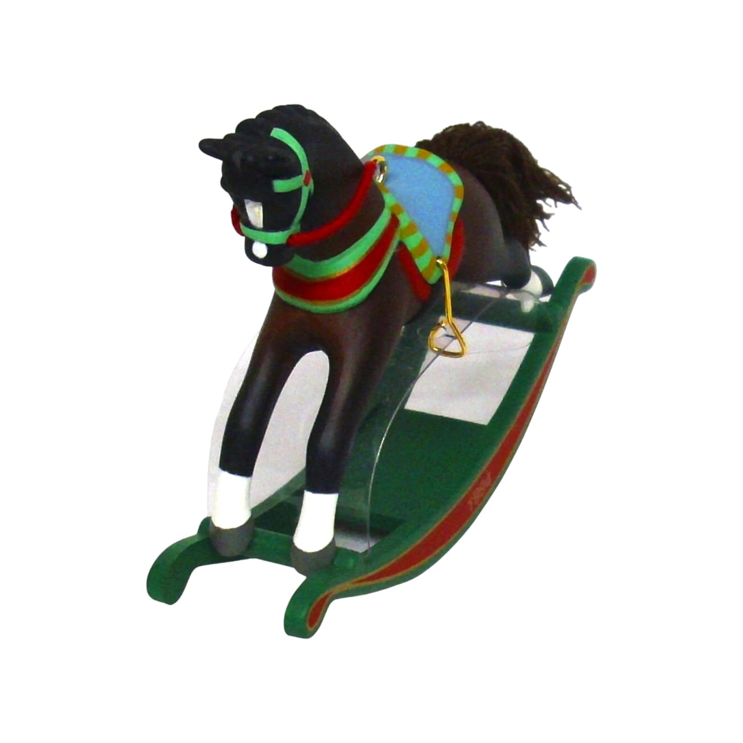 1994 Dark Brown - White Stockings Hallmark Ornament (Rocking Horse) QX5016 Image5