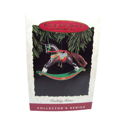 1994 Dark Brown - White Stockings Hallmark Ornament (Rocking Horse) QX5016 Image2