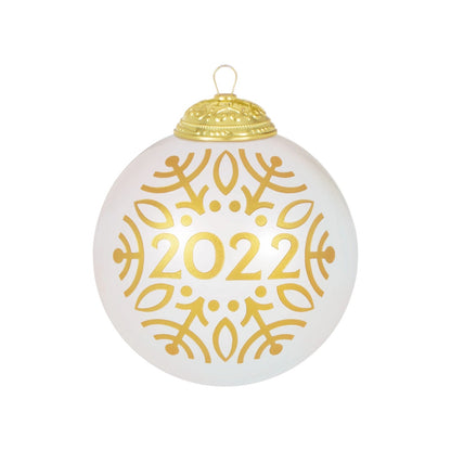 2022 Christmas Commemorative #10 - Pearlized IvoryGlass Ball (Christmas Commemorative)