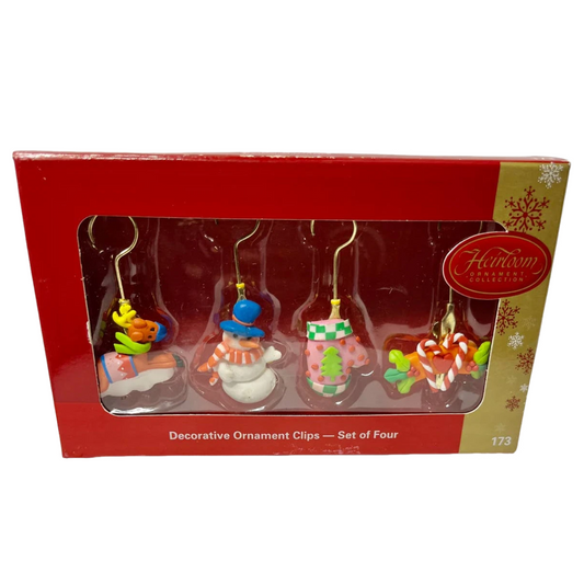 Vintage Decorative Ornaments Cilps - Set of 4 (Snowmen) by Carlton Cards CXOR-173P