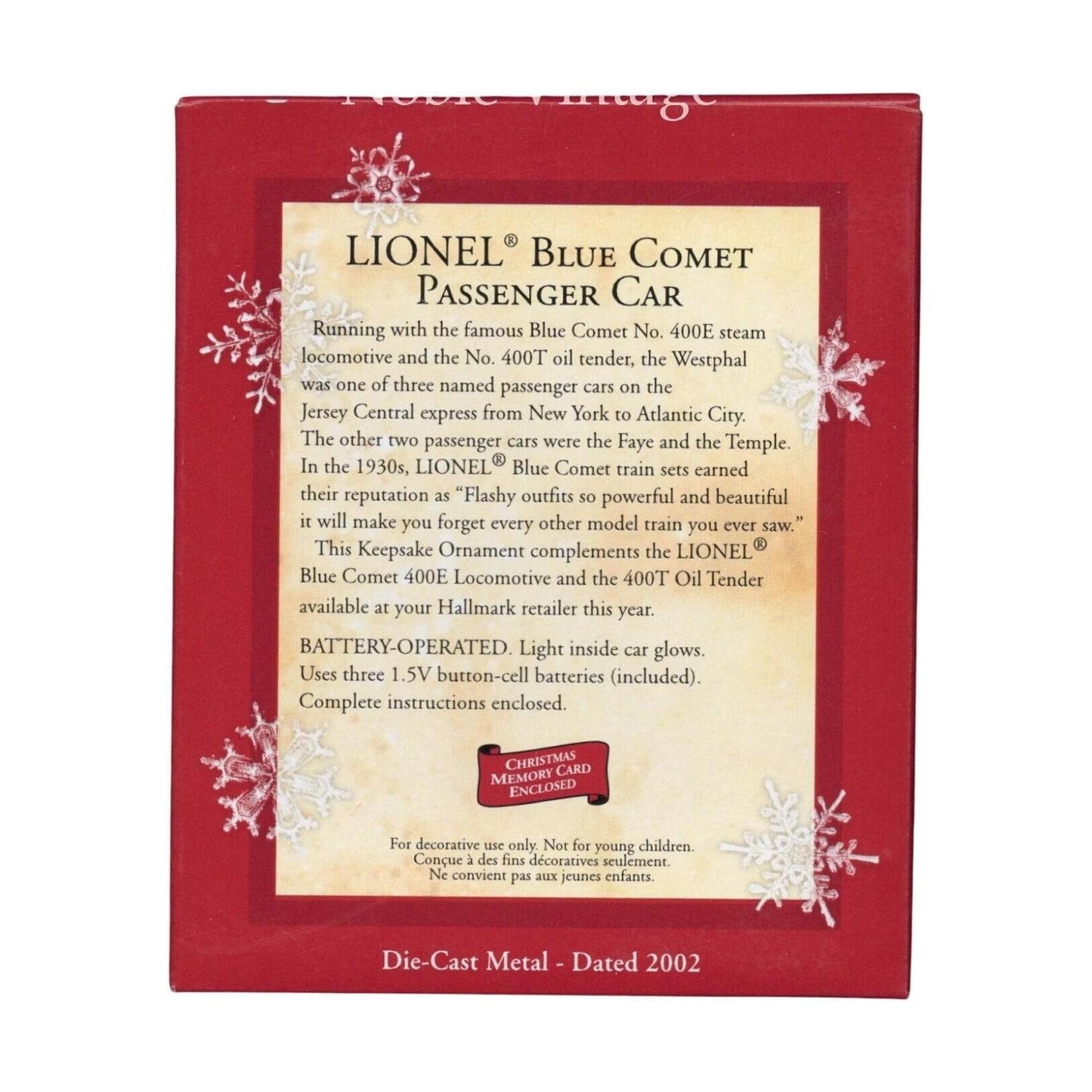 2002 Lionel Blue Comet Passenger Car (Lionel)