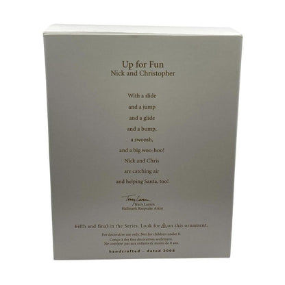 Box with text 'Up for Fun' by Nick and Christopher on a white background