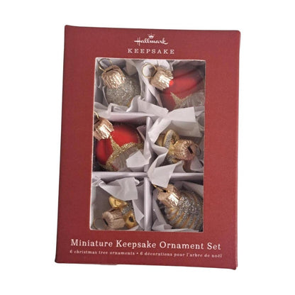 2018 Miniature Decorative Ornaments, Set of 6 (Blown Glass)