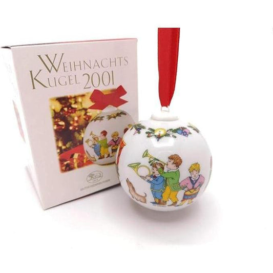 Vintage 2001 Hutschenreuther Christmas Bauble with Snowy Scene on Porcelain Image1