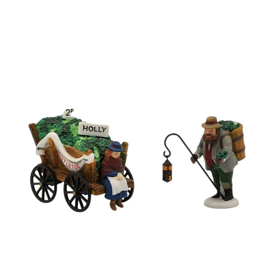 Vintage Chelsea Market Mistletoe Monger & Cart Setof 2 Department 56 1433975 Image1