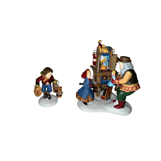 Vintage Christmas Bazaar... Toy Vendor & Cart Set of 2 Handpainted Porcelain Accessories Department 56 56597 Image1