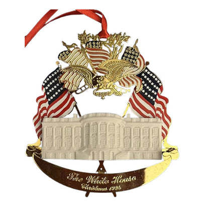 White House Flag-Shaped Metal Ornament: Patriotic Décor for Your Home Image1
